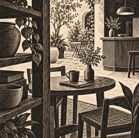 Illustration of hospitality businesses equipment and workspace